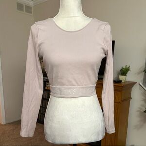Victoria’s Secret baby pink open back long sleeve crop top size medium
